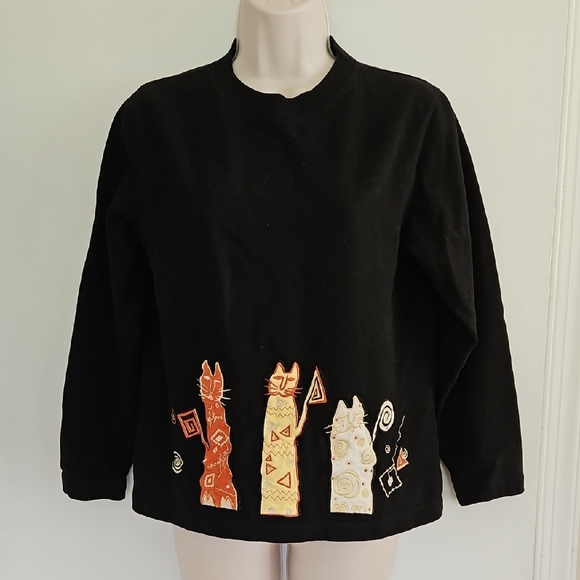 Onque Petite Tops - Vintage Onque Petite Cat Applique Top Size S Petite